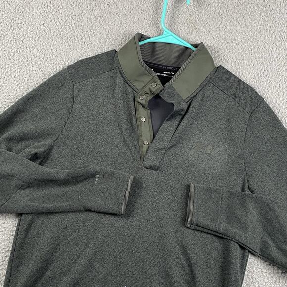 Under Armour Coldgear Henley Sweater Golf Men’s Medium Green Causal Workout - Picture 2 of 10